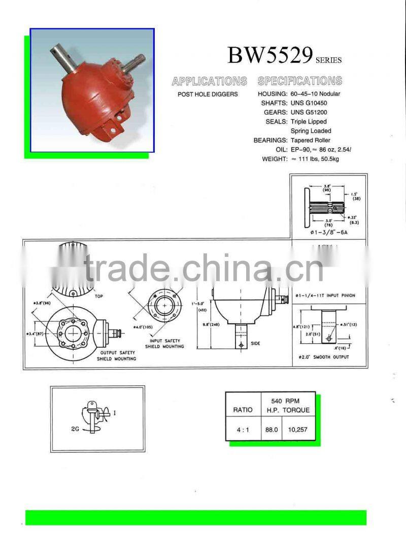 BW5529 Agricultural Gearbox for Post Hole Digger