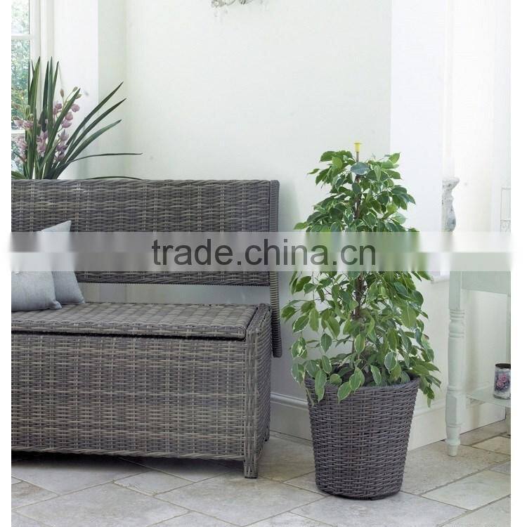 S&D cheap& high quality new style PE blow molding round grey wicker laxury rattan plastic flower pot / planter