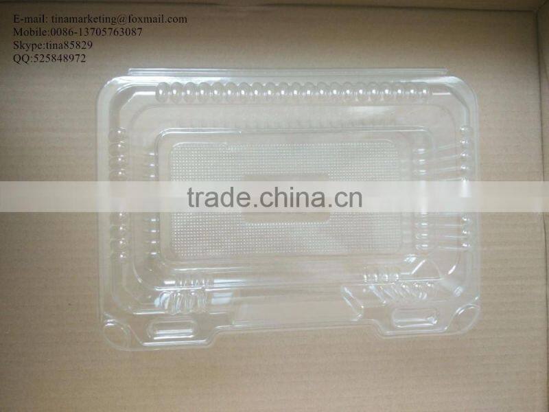 High Quality BOPS Clamshell Hinged Plastic food container for Bakery, Salad, Cake, Sushi and Pastry