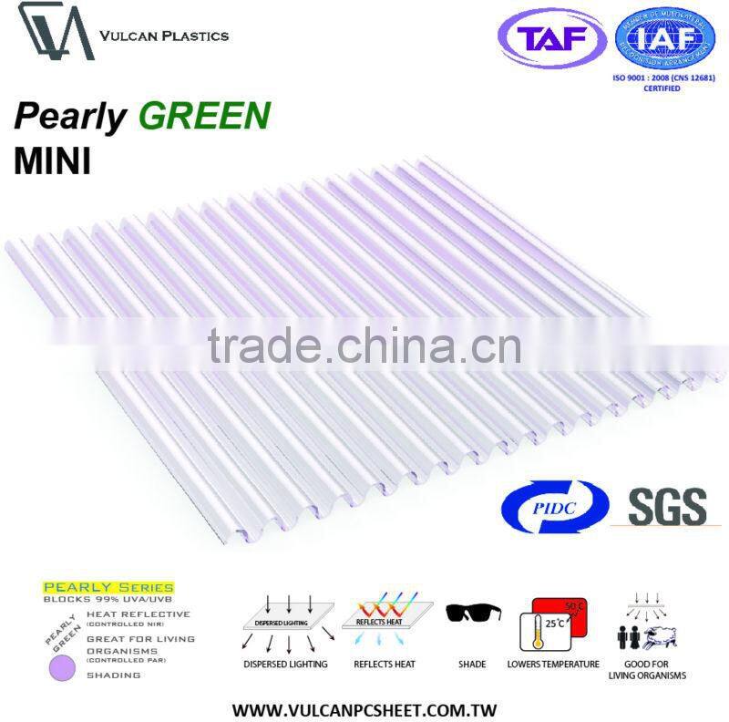 Translucent Polycarbonate Corrugated Lamianted Green Sheet (Pearly GREEN MINI)