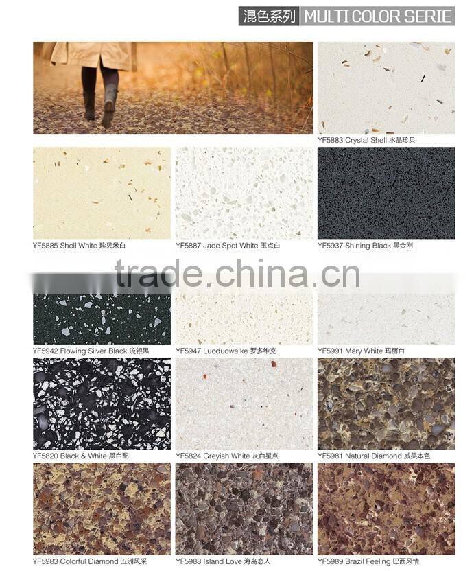 Artificial crystal black quartz stone big slabs for sale