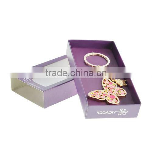Promotional Item Gold Plated Butterfly Keychain with Swarovski Crystal