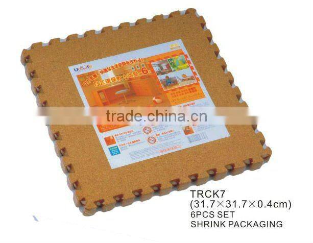 Promotional 6pcs set cork floor mats