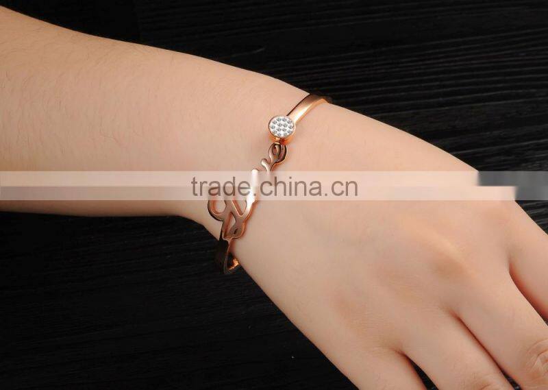 New Design Lady Jewelry Love Bracelet Rose Gold Color Titanium Steel Bracelet Bangle