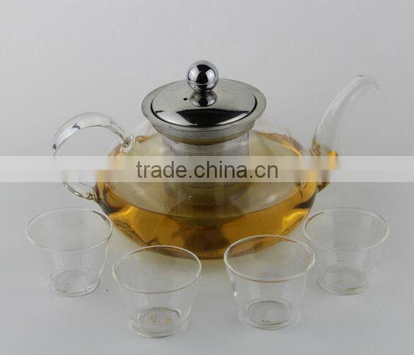 Handmade Borosilicate Clear Glass teapot With Stainless Steel Filter And Lid Glass