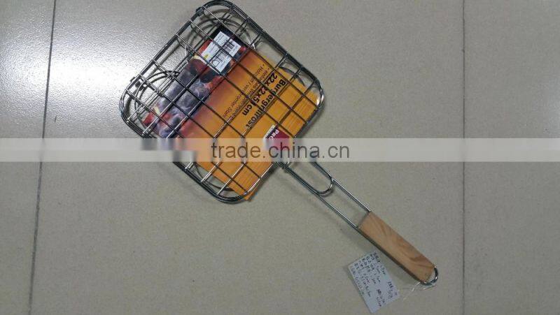 double handle stainless steel barbecue bbq grill wire mesh net