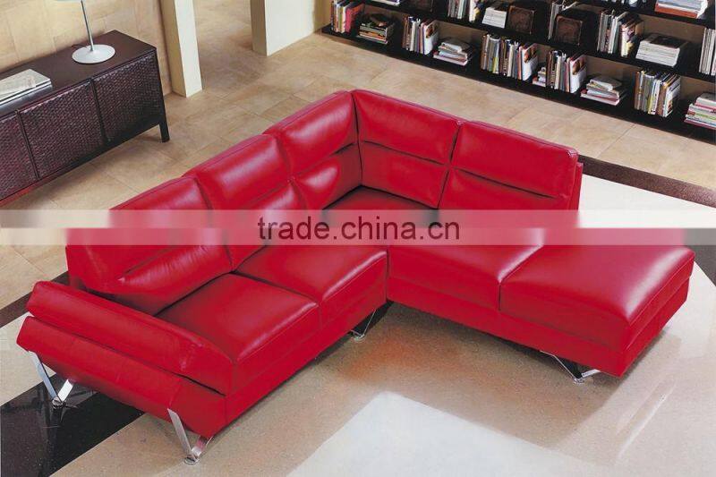 JR6016 Italy new Modern 1+2+3 full top grain red leather stainless steel legs sofa 1 set customize furniture factory