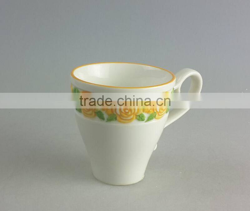 New bone embossed rose handpainted mug