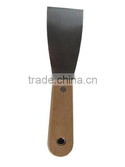 Carbon steel putty knife with wood handle