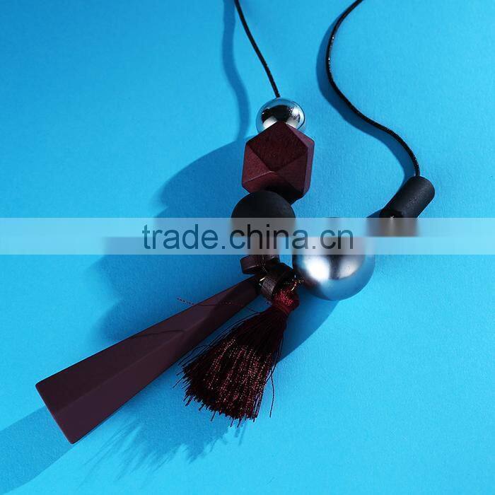 geometric beads strip pendant necklace tassel long sweater necklace autumn winter geometric garment necklace