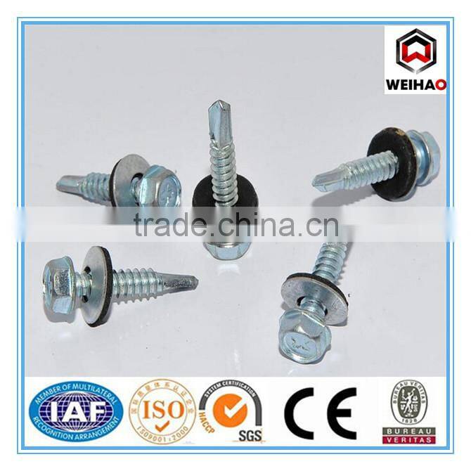 factory customized galvanized hex head self drilling screw with EPDM rubber washer