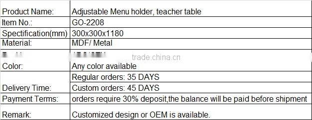 Adjustable menu stand of kitchen equipment restaurant