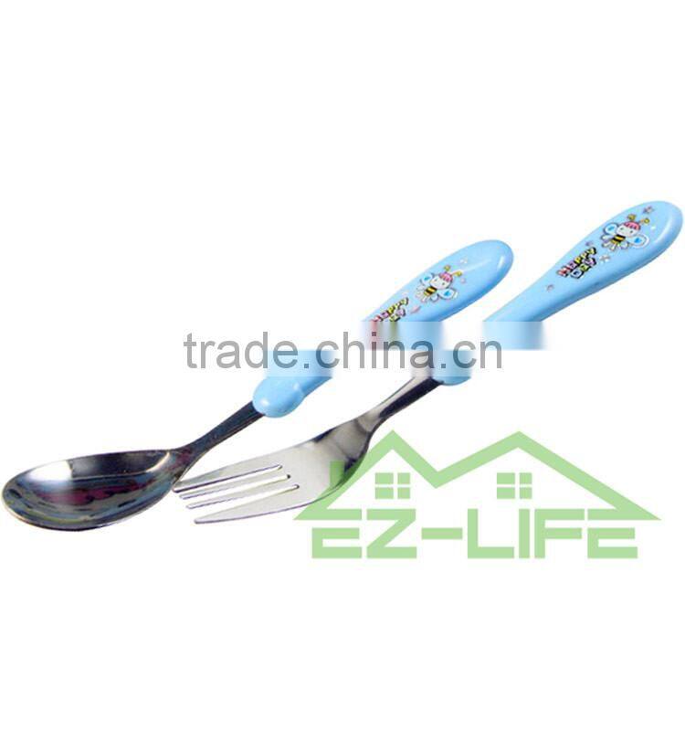 Korean cute stainless steel baby spoon and fork set