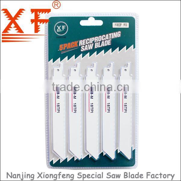 XF-S922EF 5PCS: Metal cutting 18TPI BI-M Reciprocating saw blade