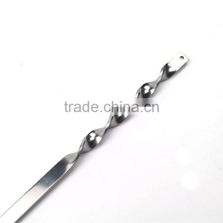 6pcs stainless steel bbq baking skewers set with hanging hole