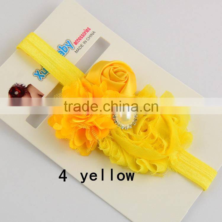 Most Hot Baby Hairband Flower Handwear Kids Girls Flower Ribbon Baby Elastic Headband For Kids