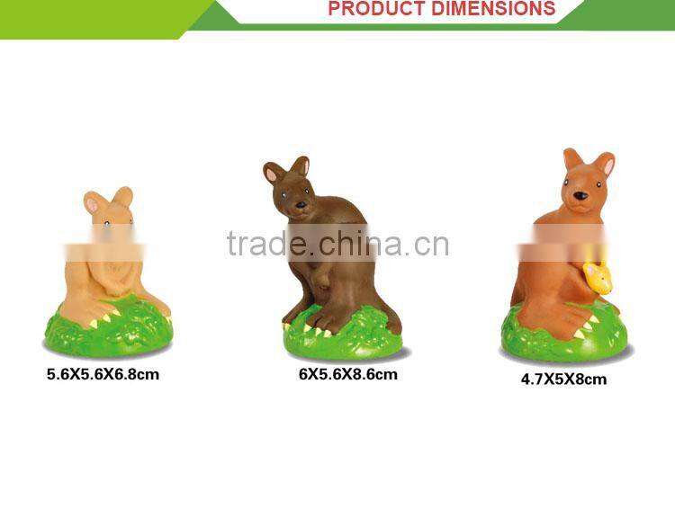 High Quality cartoon kangaroo small rubber toys with BB whistle