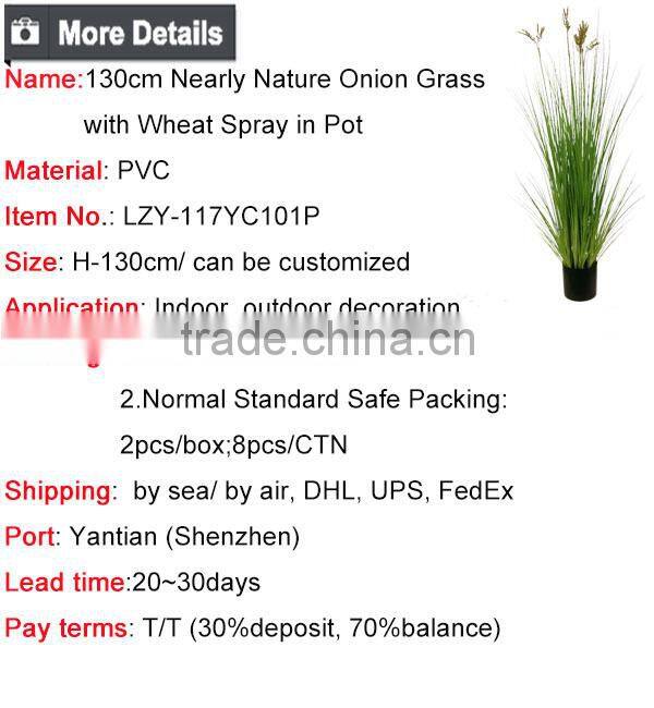 Wholesale Nearly Nature Artificial Grass 130cm Potted Onion Grass with Wheat Spray Bonsai Plants for Indoor Decoration