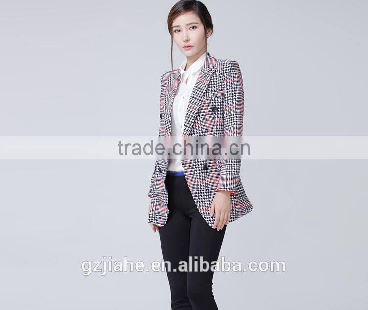 New fashion plaid ladies medium jacket plaid fashion women suit