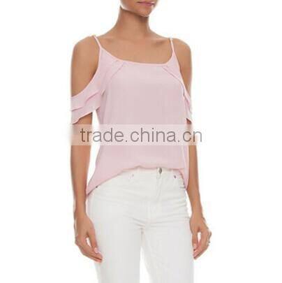 Woman Blouses Sexy Sleeveless Chiffon Ruffle Plus Size Ladies Blouses Casual Tops Clothing 2015 New Summer 4 Colors