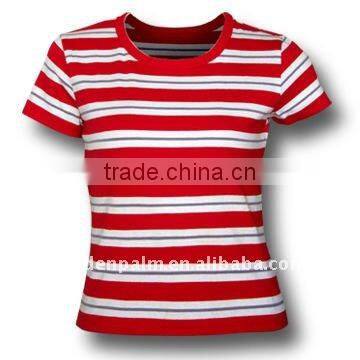 100% cotton lady's strip t shirt
