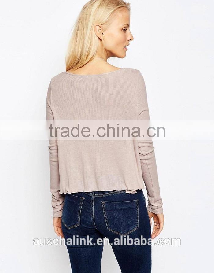 OEM lady wholesale scoop neck t shirt fashion design alibaba