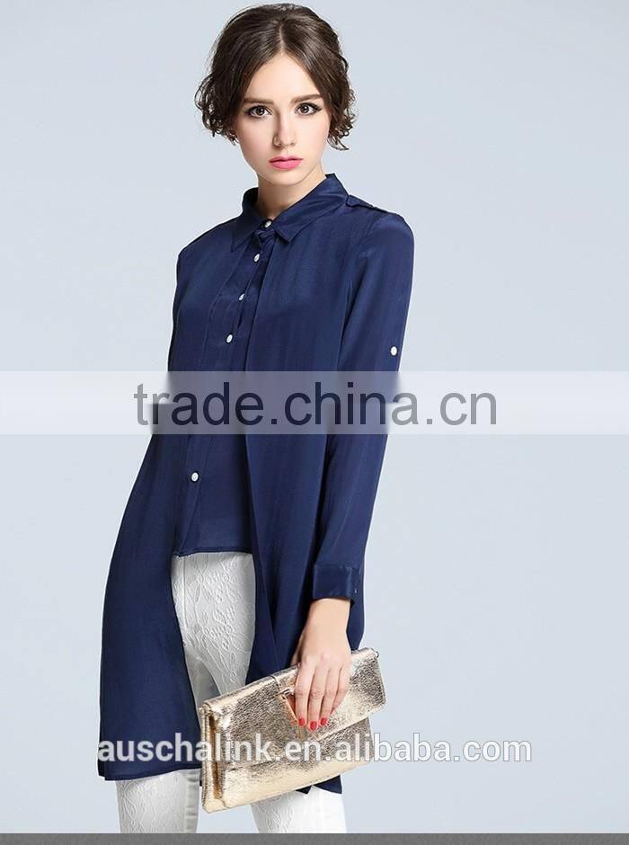 new arrival navy fashion ladies long shirt designs customized