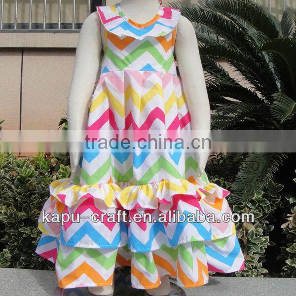 Chevron maxi backless kids dresses