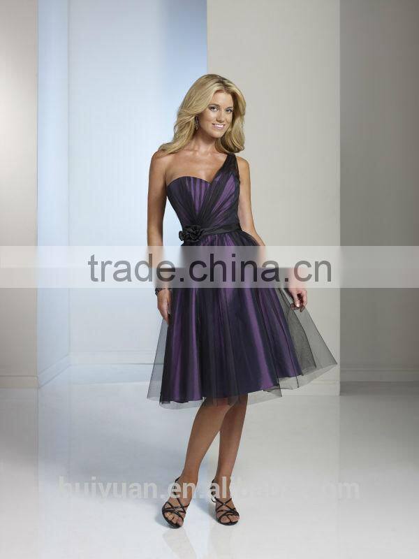 neweat purple one shoulder chiffon knee length mother of the bride dresses