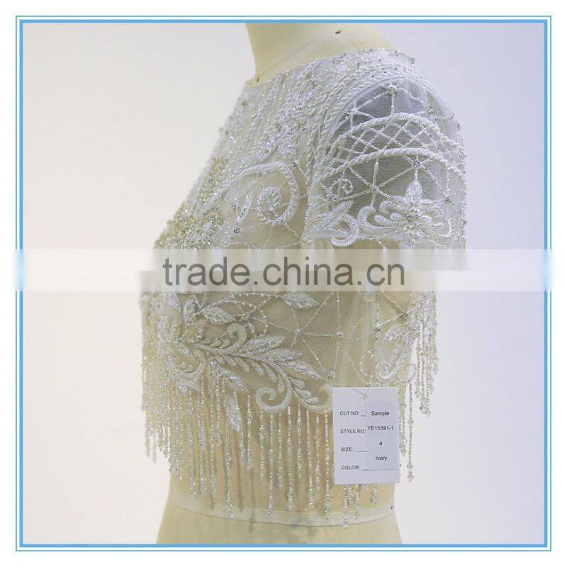Lady short elegant style wedding embroidery beading top