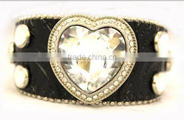 women's luxury leather bracelets 2016 sparkling heart soft leather bracelets high end leather bracelets