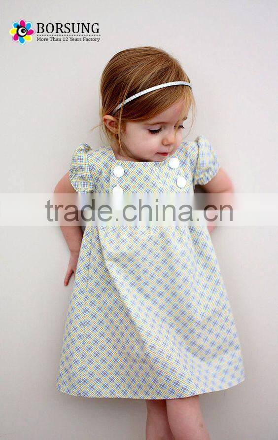 Custom Baby Clothes High Grade Girls Party Dresses With Cotton short Puff Sleeve Brief Dress