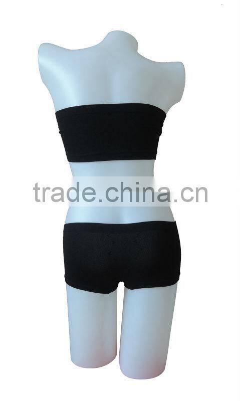 nice quality new style seamless woman underwear ladies one piece bandeau bra w removable cup pad & boxer