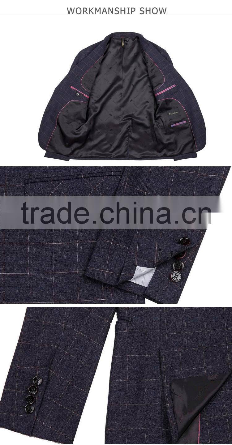 Daynoliao latest design 3 pieces business suits wholesale navy check Slim men suits for wedding