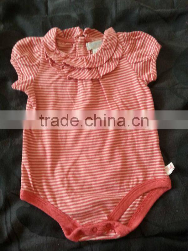 Fashion Hot Summer Stripe Red Baby Girl Bodysuits