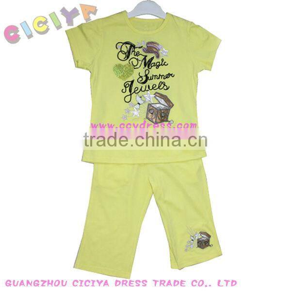 Girls cute summer 100%cotton pajamas popular fancy pajamas