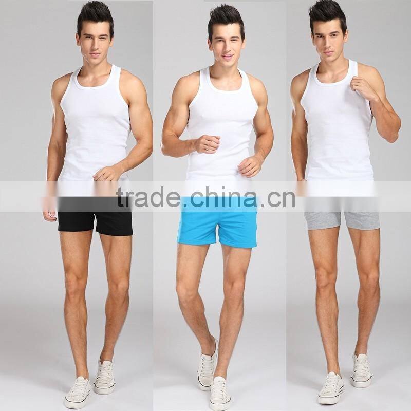 mens 100 cotton casual running beachwear tight super short knitted pants with draw string