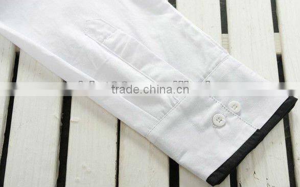 2016 mens new fashion double collar cuff and pocket piping fitted casual shirt