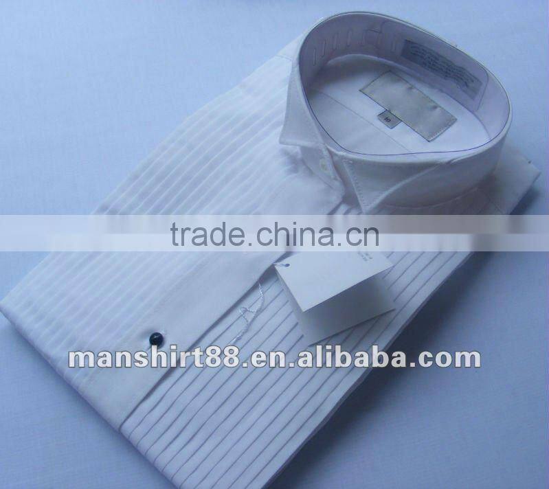 100% cotton wing-tip collar french cuff long sleeve tuxedo shirt for men
