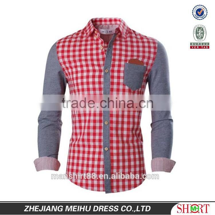 Custom design pattern men shirt plaid fabric street wear custom