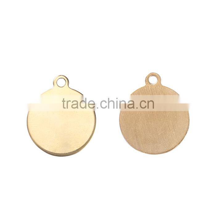 Stainless Steel Charms Round Gold Plated Blank Stamping Tags