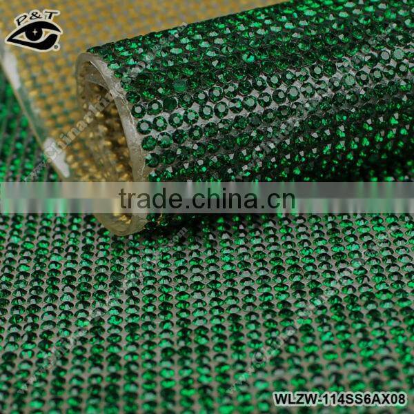 New !!! Iron On Rhinestone Mesh 2MM SS06 Chaton Emerald For Shoes