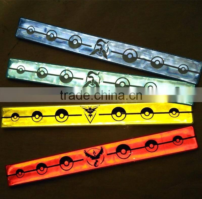 Popular colored printed reflective slap bracelet for running