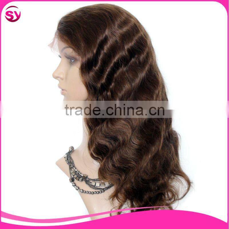 High quality body wave natural black Brazilian Human hair lace front wig
