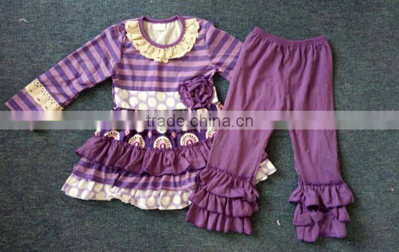 Smocked Children Halloween Raglan Clothing wholesale Girls Fall Boutique Outfits Ruffle Icing Pants For Children