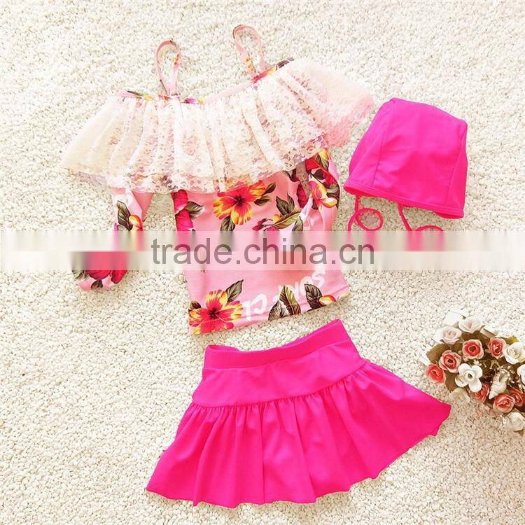 2017 Fashionable Cute Children Three Pieces Baby Girls Swimwear