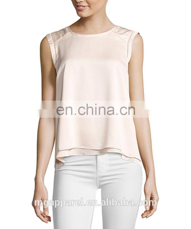New fashion lady blouse & top designs ivory beaded collar woman blouse