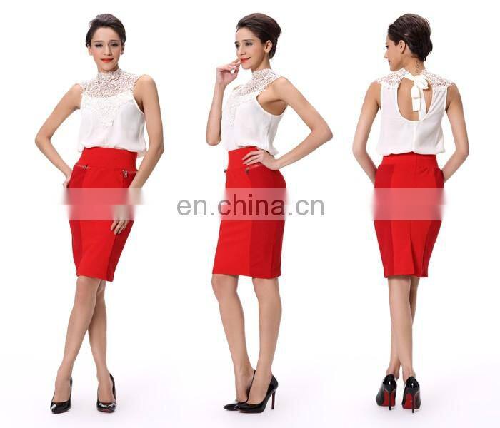 420g Nylon Ponte Wholesale Dark Red Woman Wrap Skirt Fashion