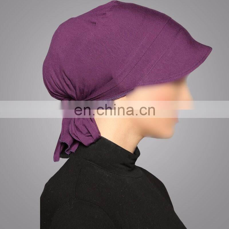Fashion Purple Combed Cotton Instant Headwear High Quality Muslim Hijab