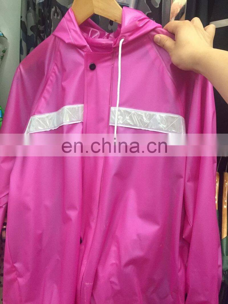 Maiyu waterproof pvc plastic raincoat with reflective tape